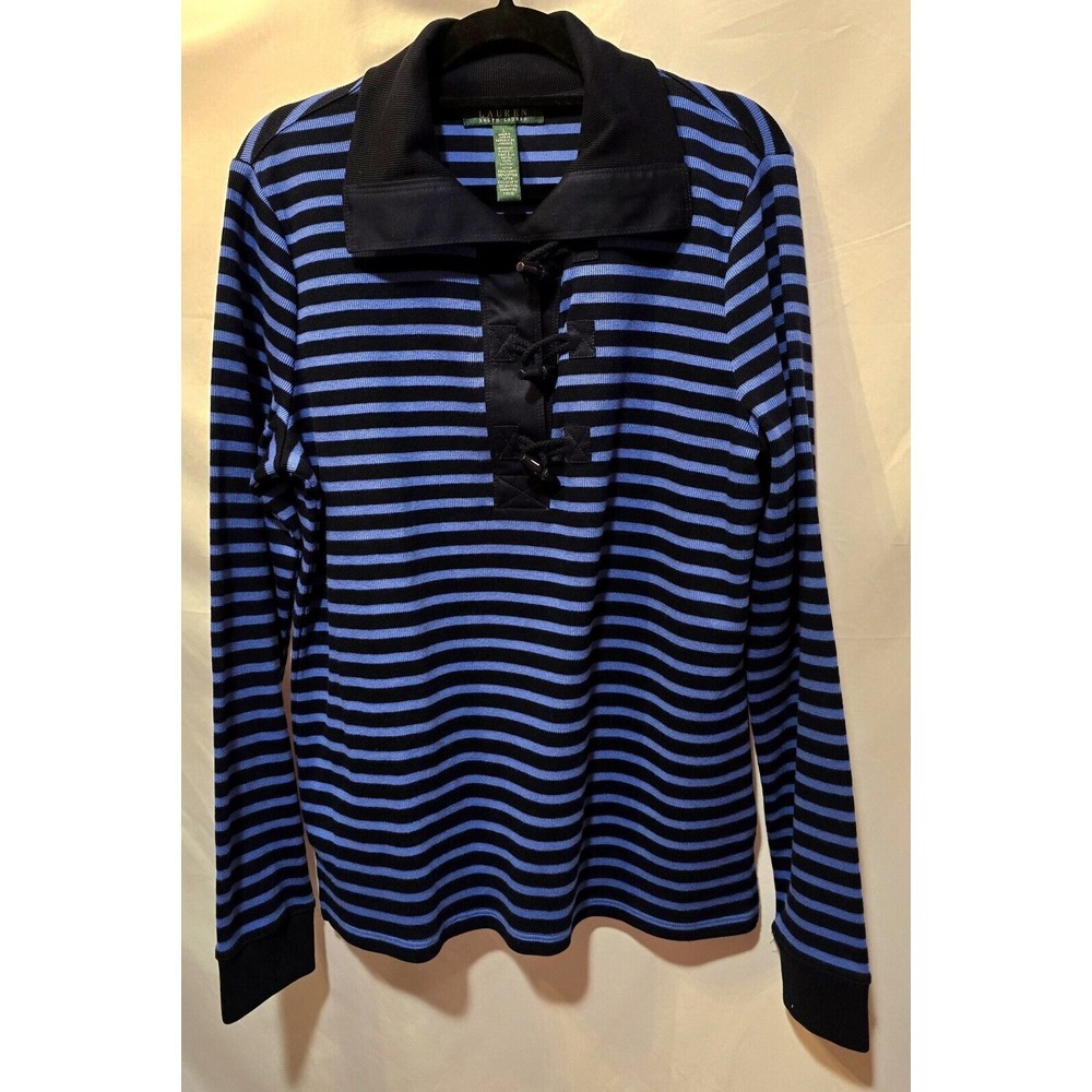 Lauren Ralph Lauren Womens Striped Toggle Shirt Top NWOT Size Large